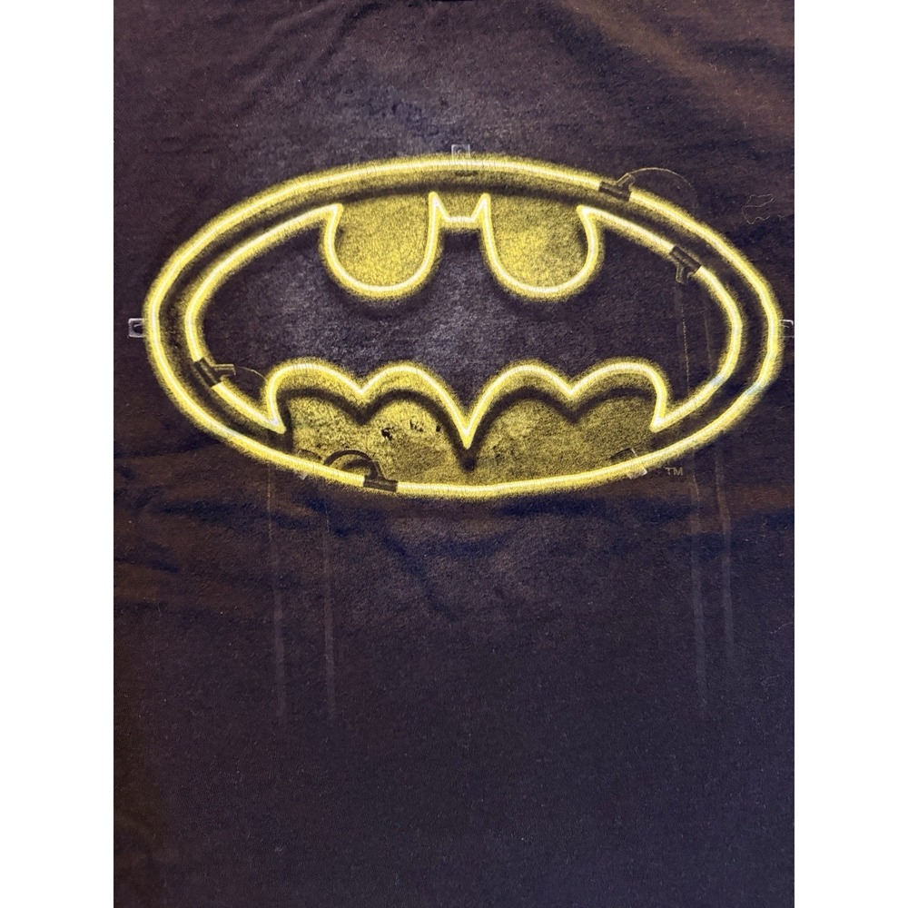Batman‎ DC Comics Neon Light Logo Black Graphic T-Shirt Tee XL - Picture 2 of 5
